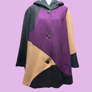 CUTE G Gallery NY Color-Block Hooded Swing Coat!